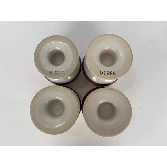 4 MCM Handmade Goblets Handpainted one pair made in Korea Yellow Red Brown - Picture 7 of 10